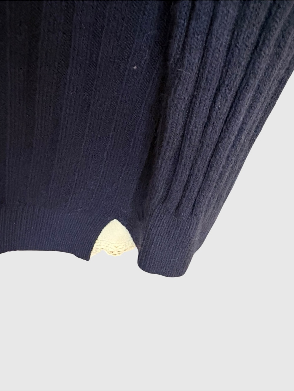 LOFT Navy Ribbed V-Neck Button Cardigan - Picture 6 of 9